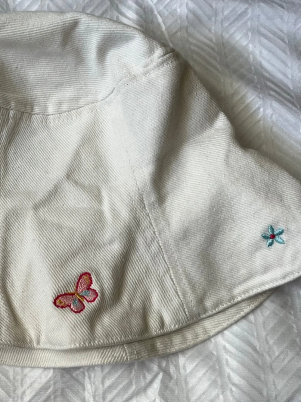 Gymboree Embroidered Butterflies White Bucket Sun Hat S/M 3-4 Years VTG
